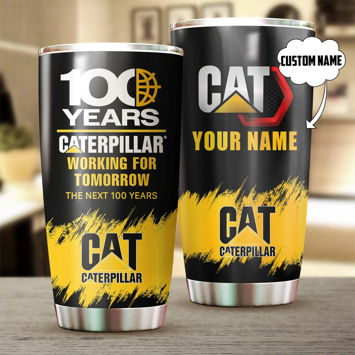 Custom Name CAT 100 Years Tumbler Cup THAOVTT1018