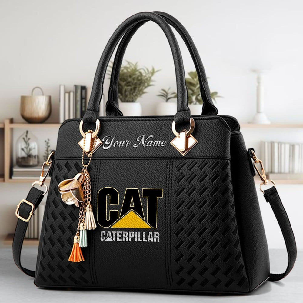 Custom Name CAT Zip Handbag Multicolor