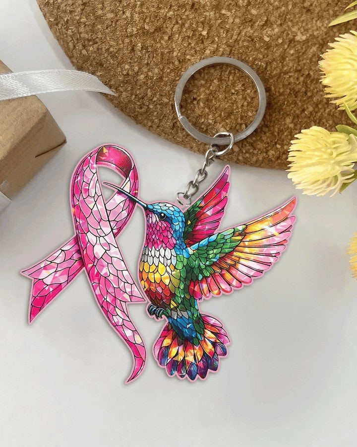 Breast Cancer Awareness Hummingbird Ornament &amp; Keychain