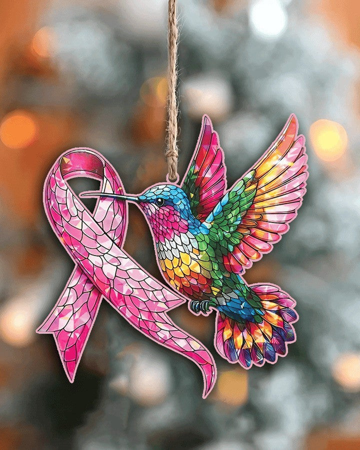Breast Cancer Awareness Hummingbird Ornament &amp; Keychain