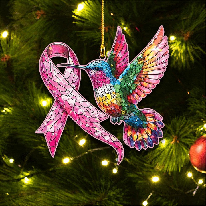 Breast Cancer Awareness Hummingbird Ornament &amp; Keychain