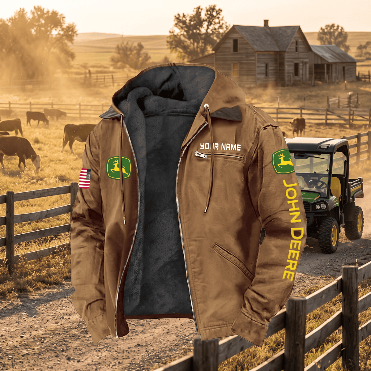 Personalized JD Left Chest Zipper Pocket Jacket