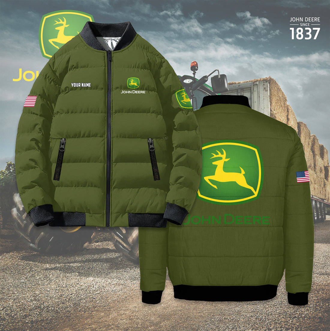 Personalized JD Bomber Puffer Jacket