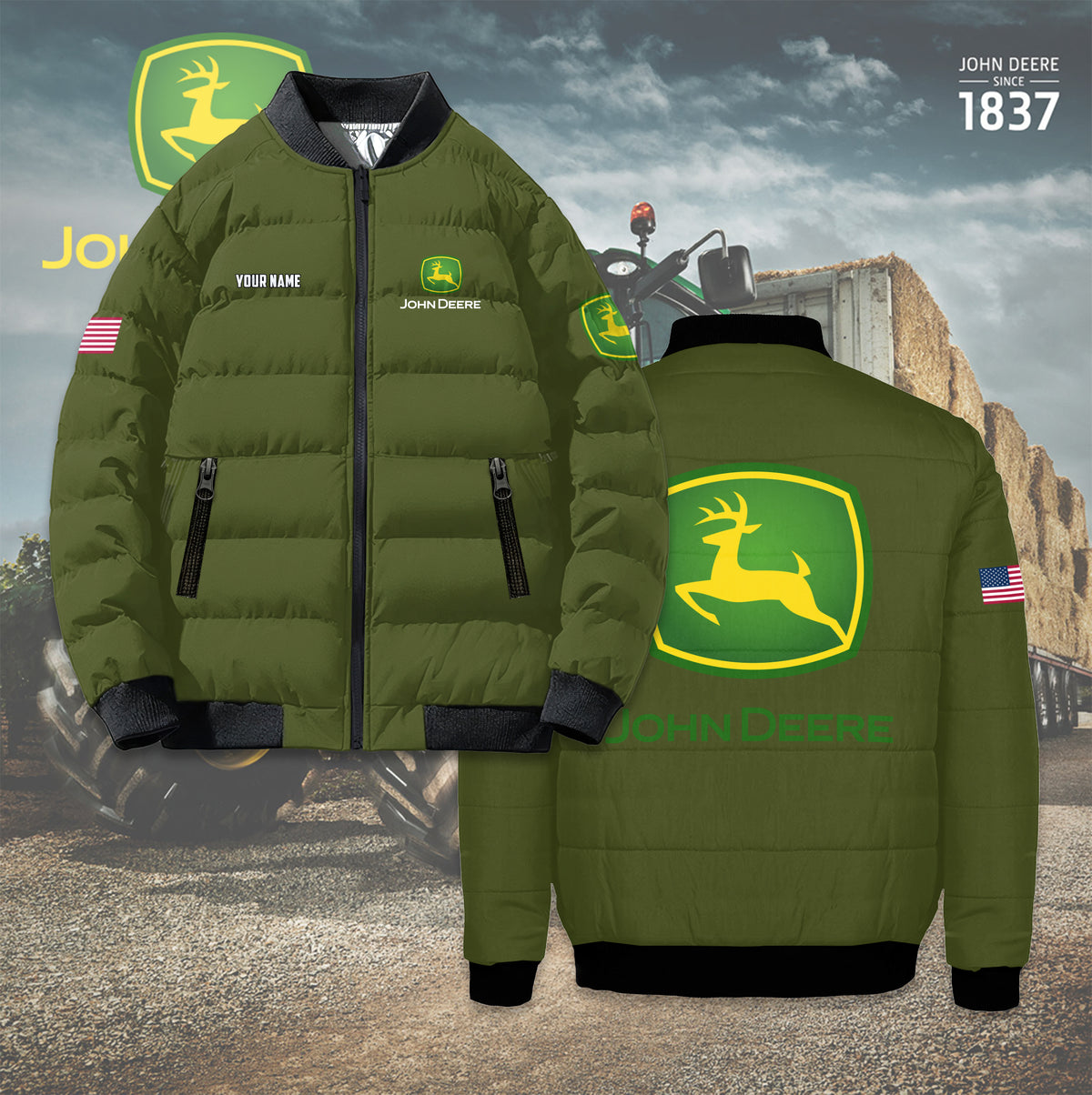Personalized JD Bomber Puffer Jacket