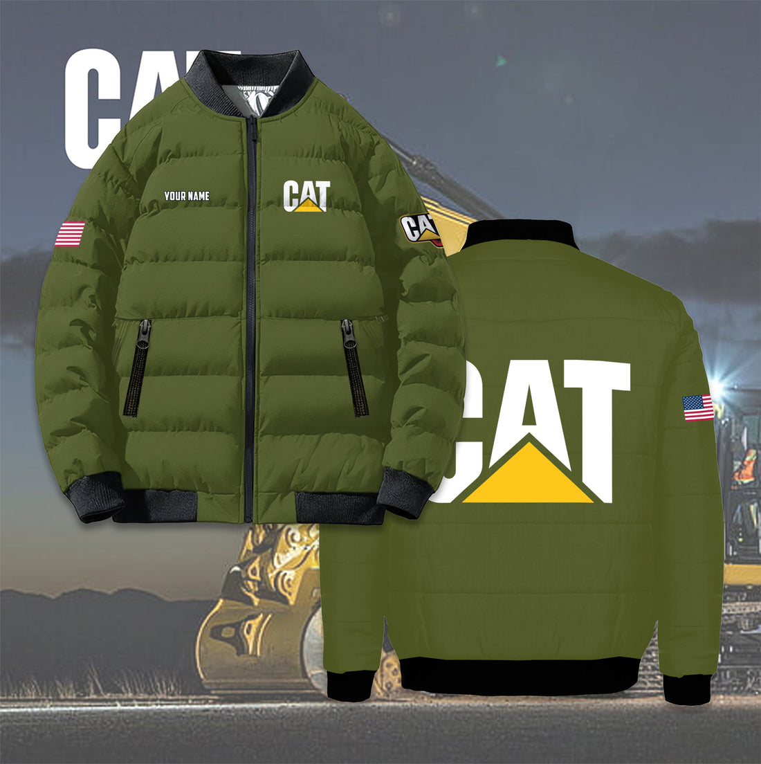 Personalized CAT Bomber Puffer Jacket
