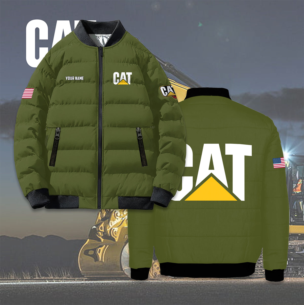 Personalized CAT Bomber Puffer Jacket