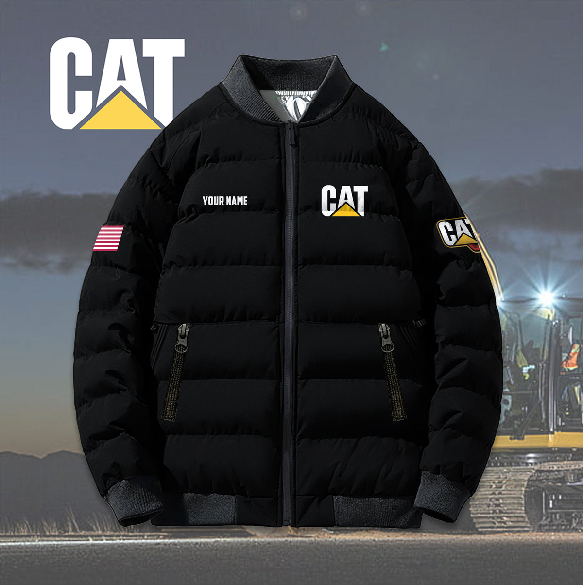 Personalized CAT Bomber Puffer Jacket
