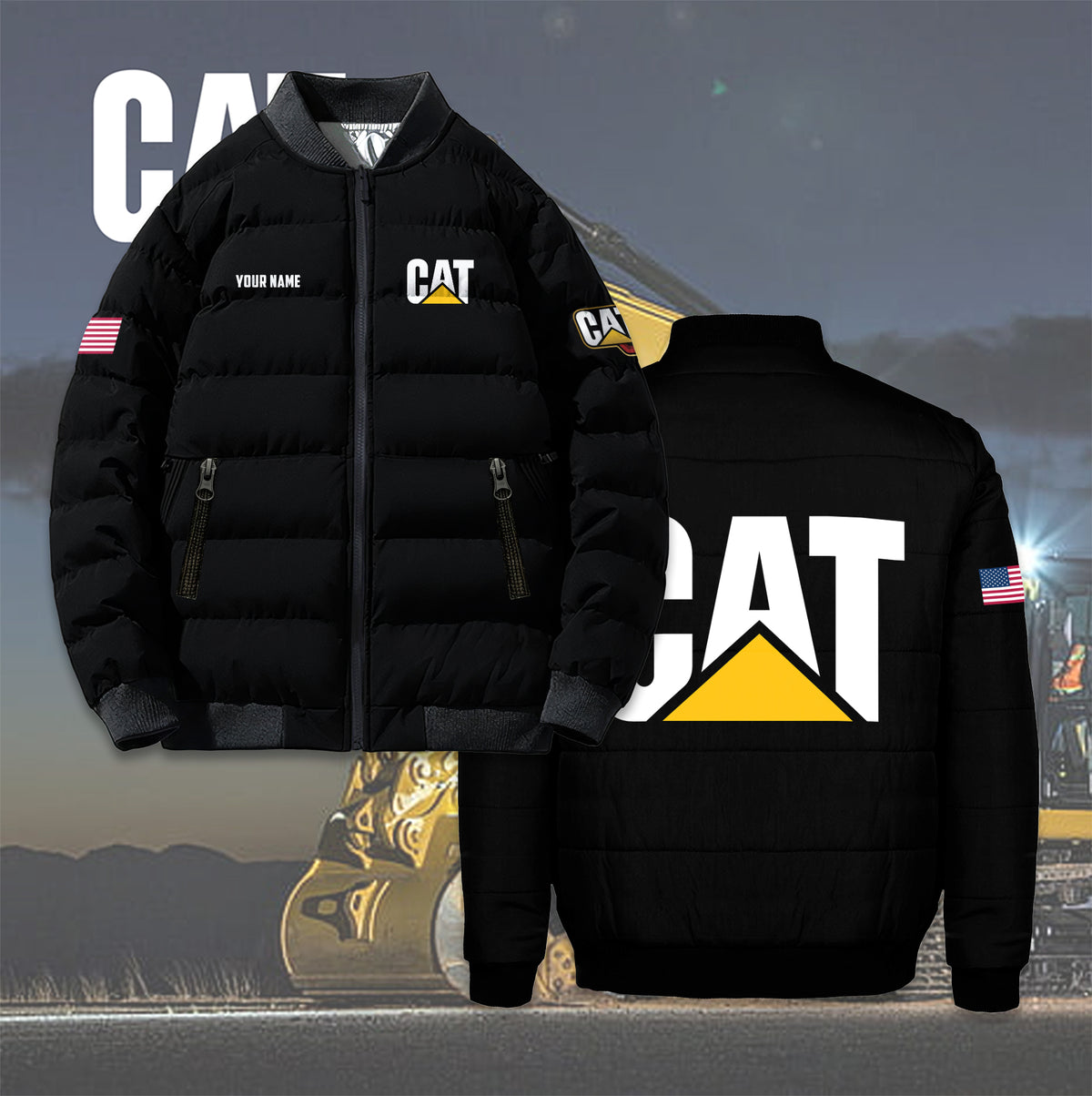 Personalized CAT Bomber Puffer Jacket