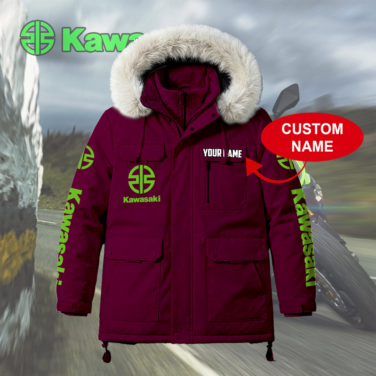 Personalized KAWA Padded Winter Jacket QUY5608