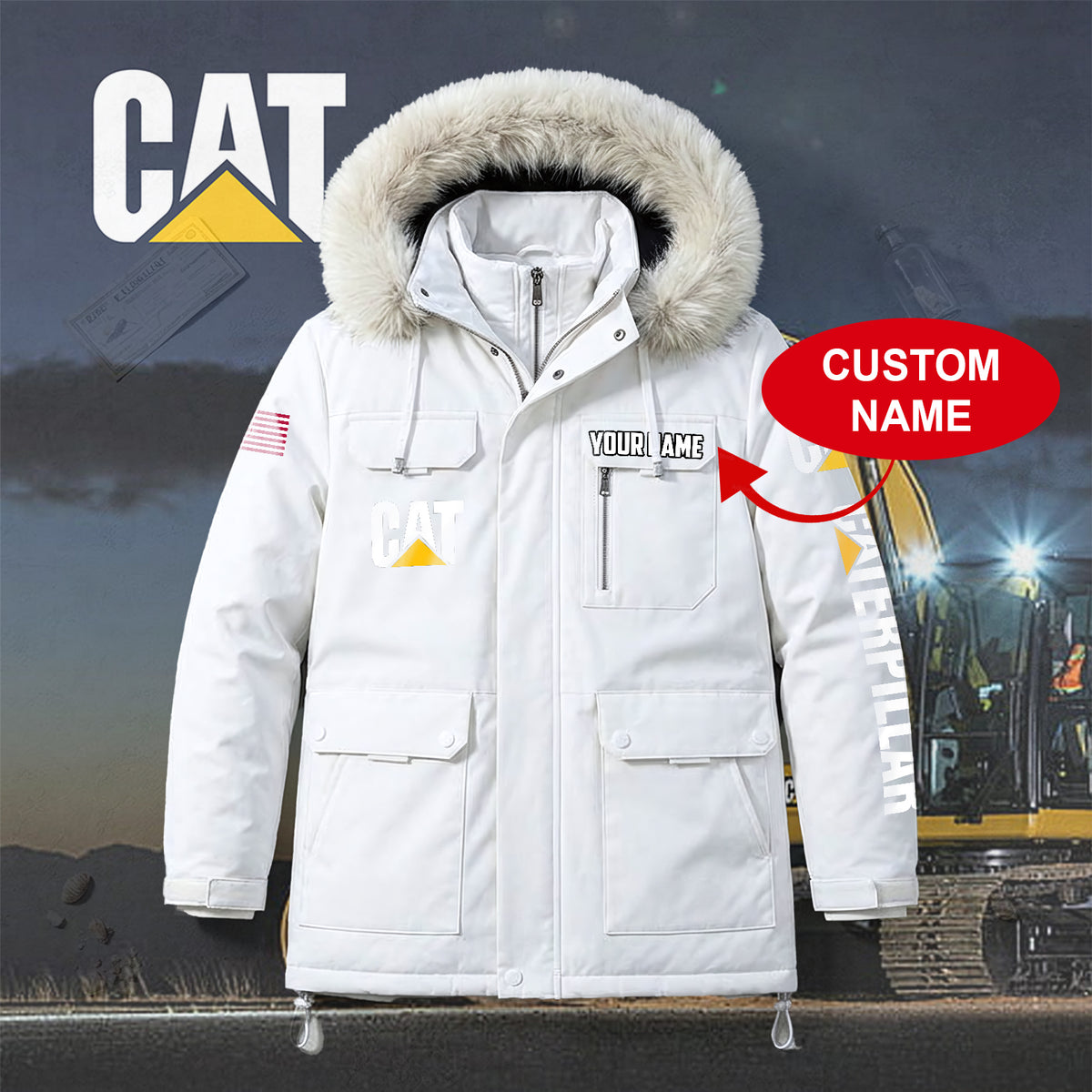 Personalized CAT Padded Winter Jacket QUY5608