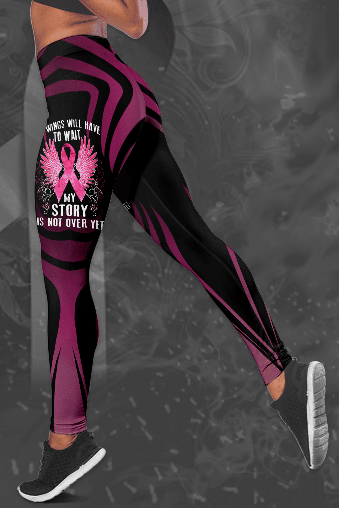 Breast Cancer Awareness 'My Wings Will Have To Wait My Story Is Not Over Yet' Hoodie &amp; Leggings Set THAOVTT721