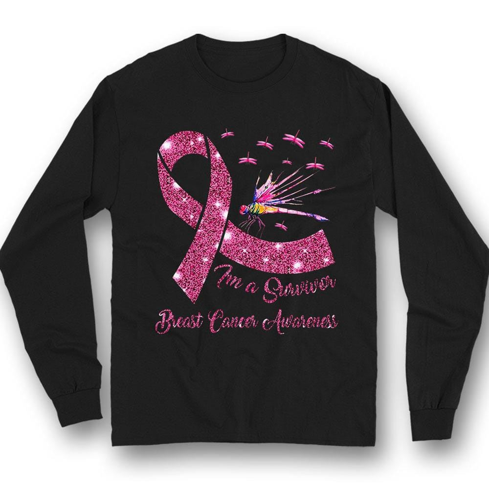 I'm A Survivor, Breast Cancer Warrior Awareness Shirt, Pink Ribbon Dragonfly THAOVTT401