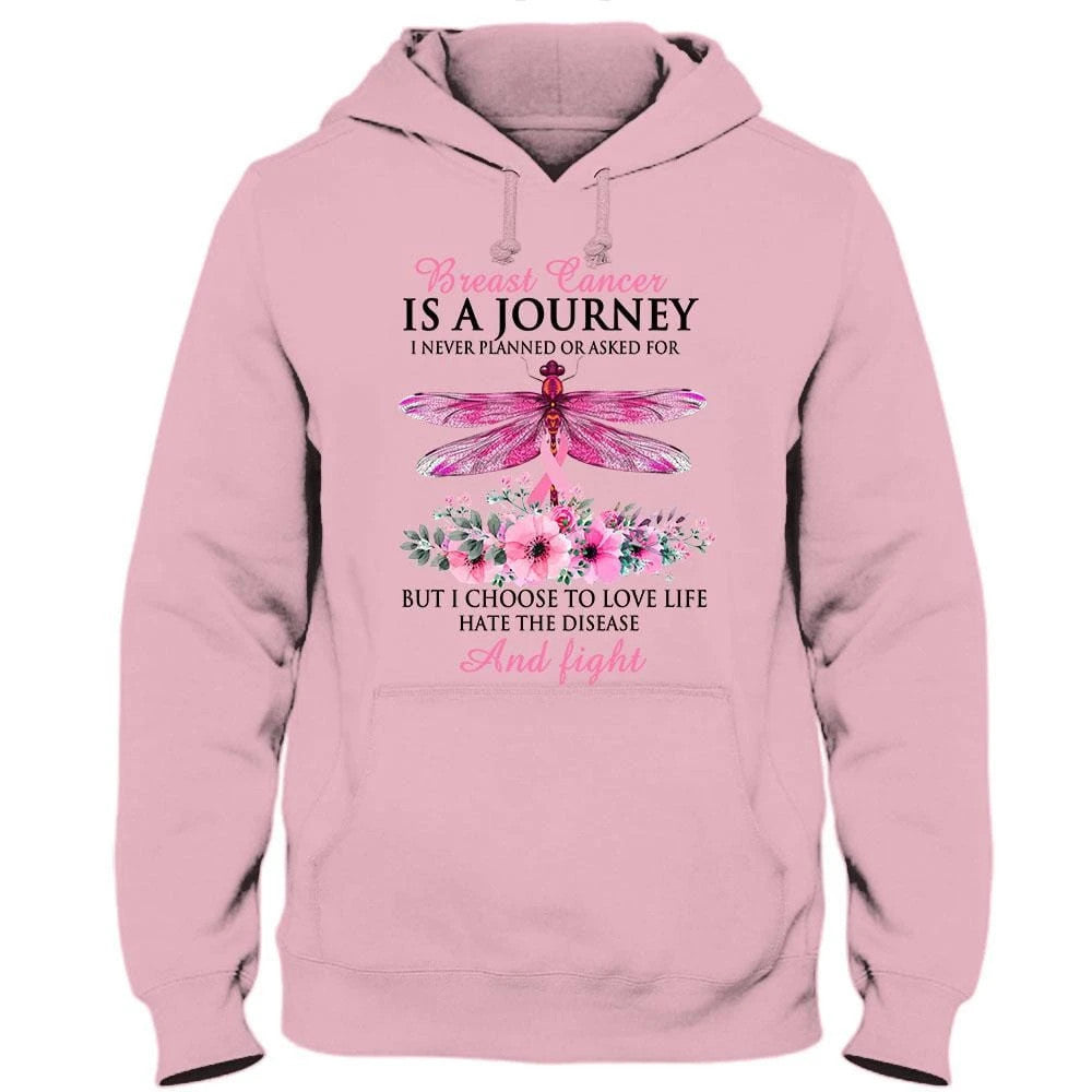Breast Cancer Is A Journey, I Choose To Love Life Hate The Disease, Pink Ribbon Dragonfly, Breast Cancer Awareness Shirt QUY3128