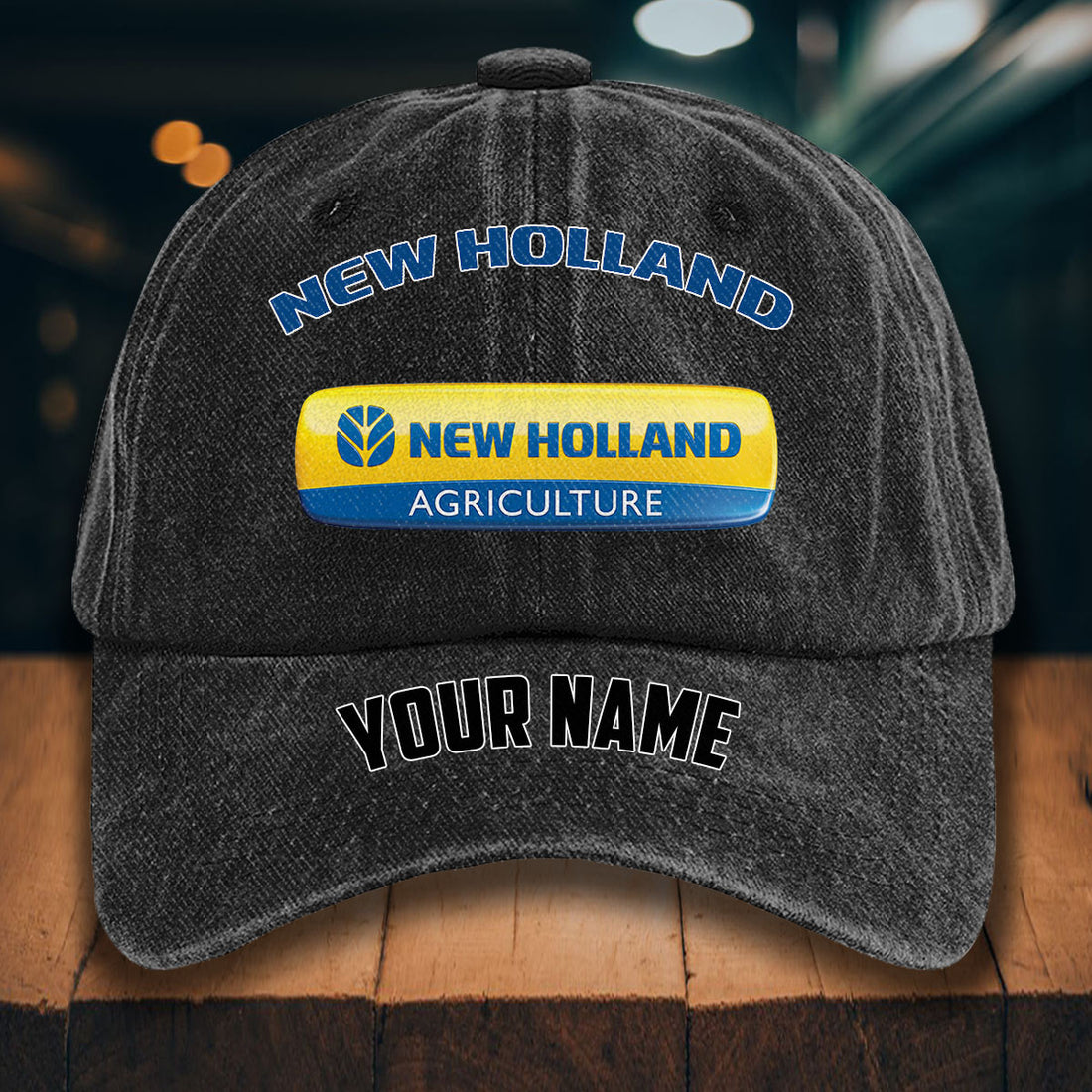Custom Name NH Washed Denim Hat