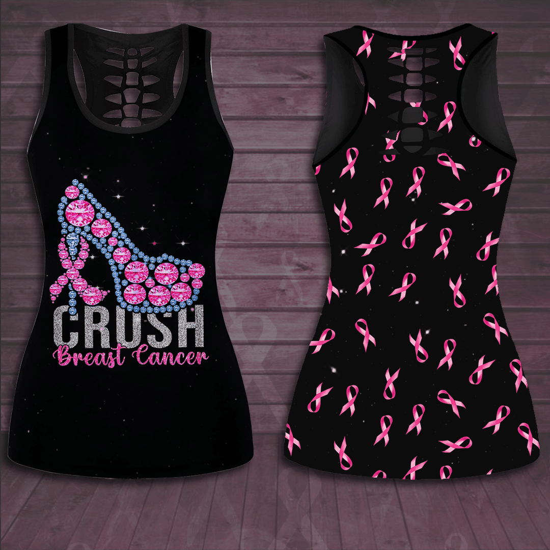 Crush Breast Cancer Hollow Tank Top &amp; Leggings Set TH1316