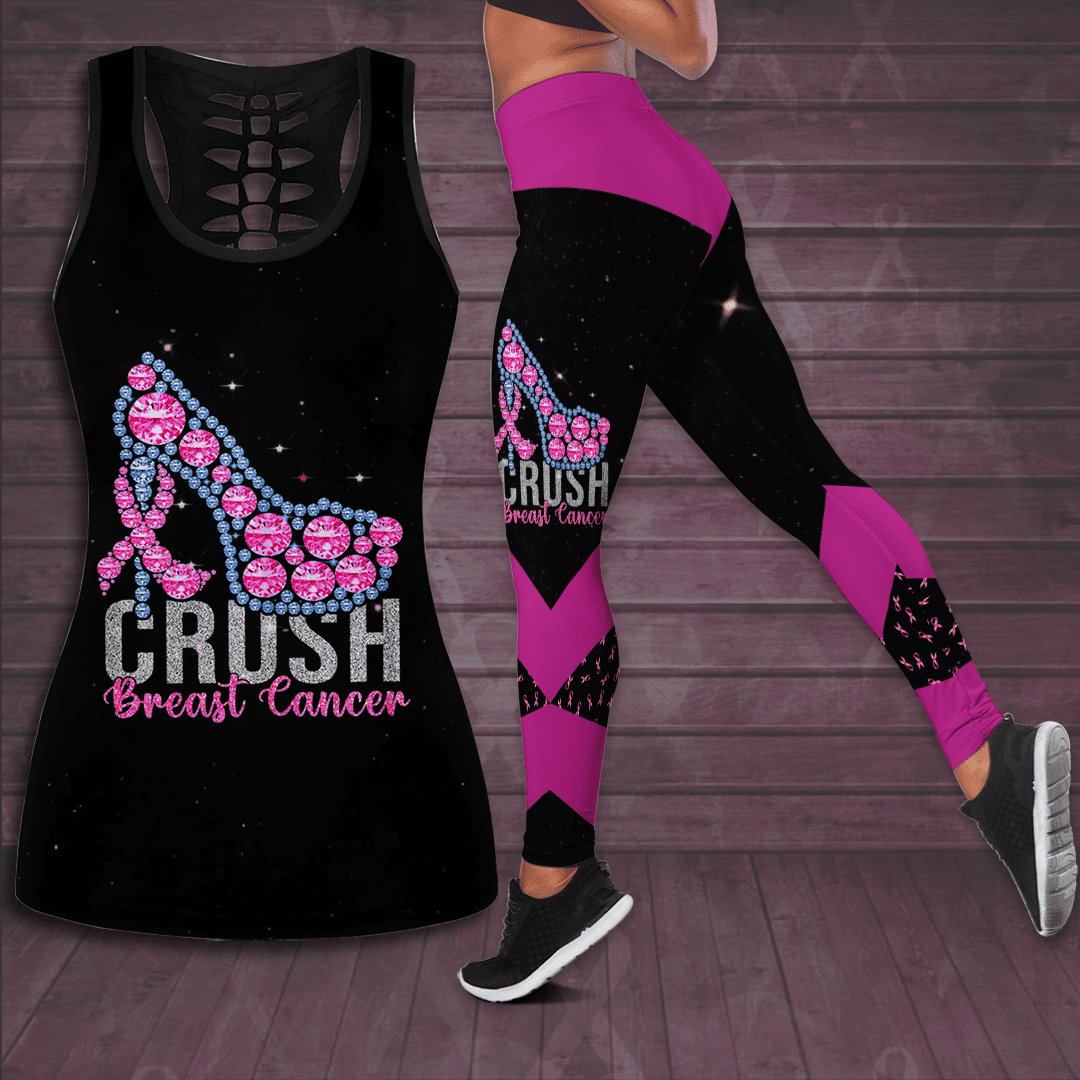 Crush Breast Cancer Hollow Tank Top & Leggings Set TH1316