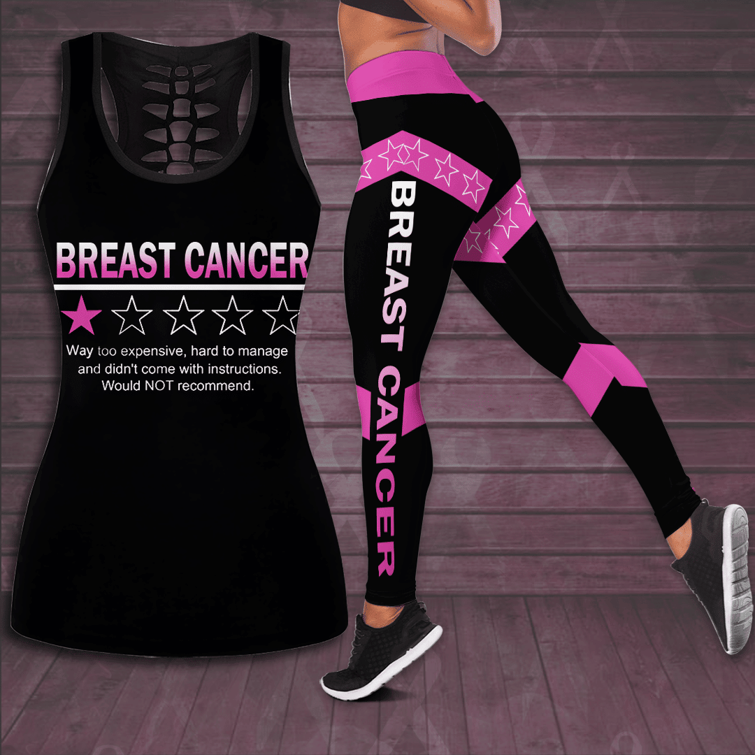 Breast Cancer Awareness Hollow Tank Top &amp; Leggings Set TH3411