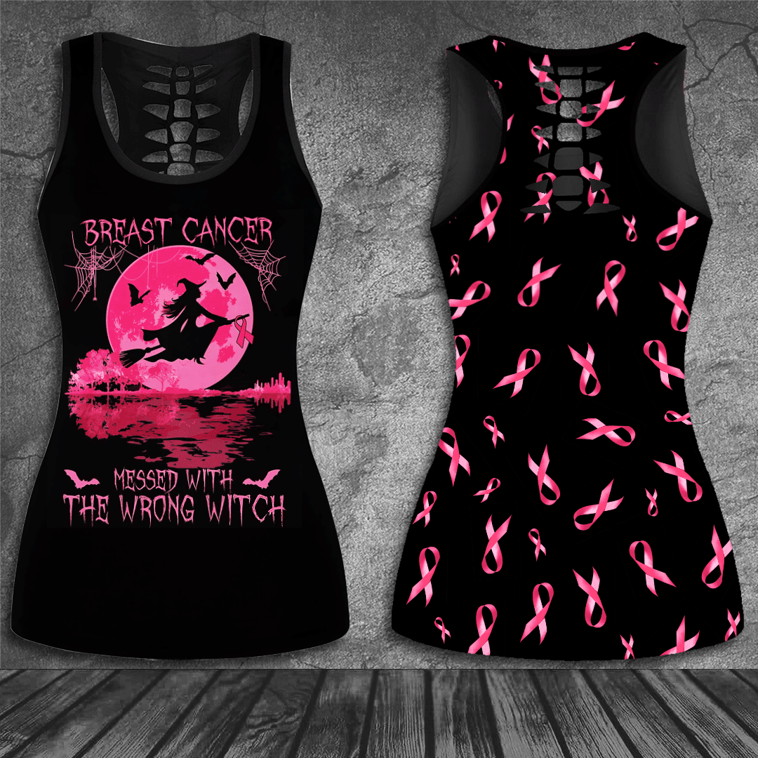 Breast Cancer Awareness 'Halloween' Hollow Tank Top &amp; Leggings Set QUY4918