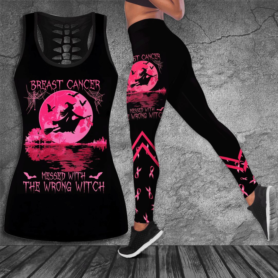 Breast Cancer Awareness 'Halloween' Hollow Tank Top &amp; Leggings Set QUY4918