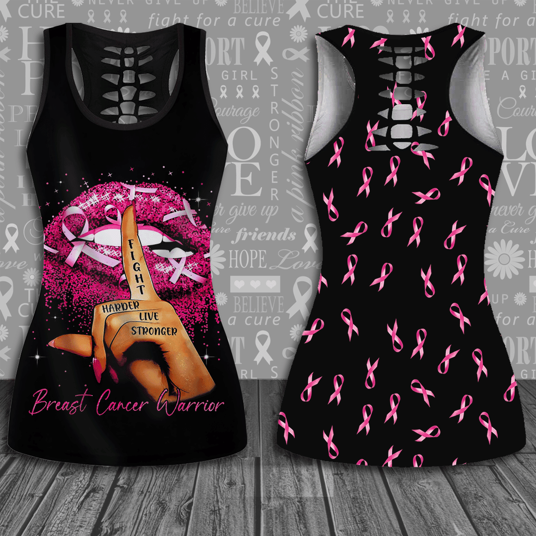 Breast Cancer Awareness Lips Hollow Tank Top &amp; Leggings Set TH1066