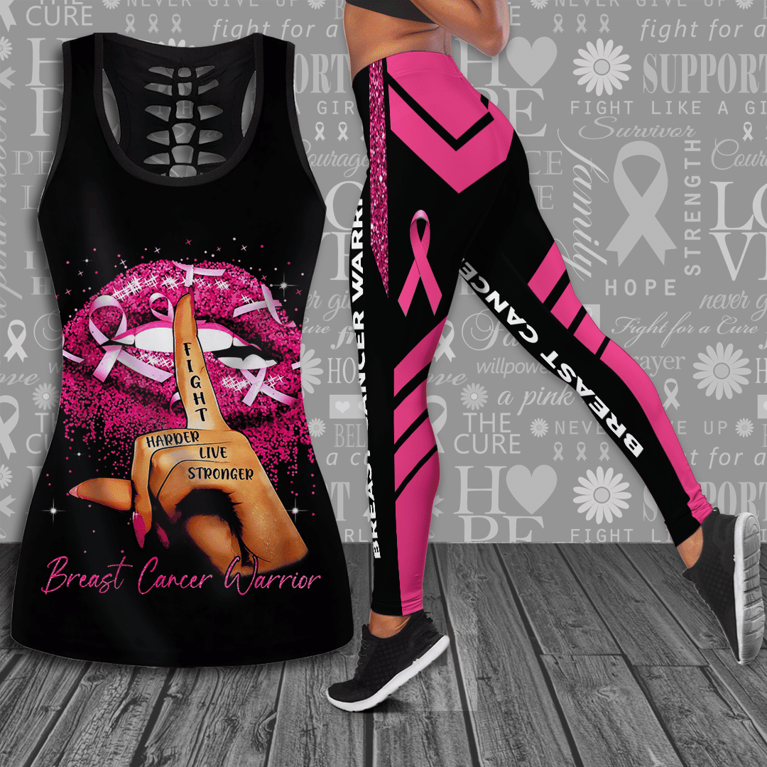 Breast Cancer Awareness Lips Hollow Tank Top &amp; Leggings Set TH1066
