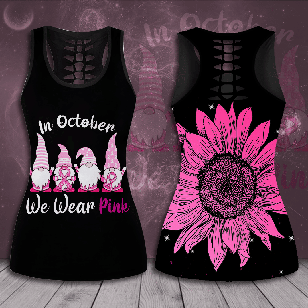 Breast Cancer Awareness 'In October We Wear Pink' Hollow Tank Top &amp; Leggings Set