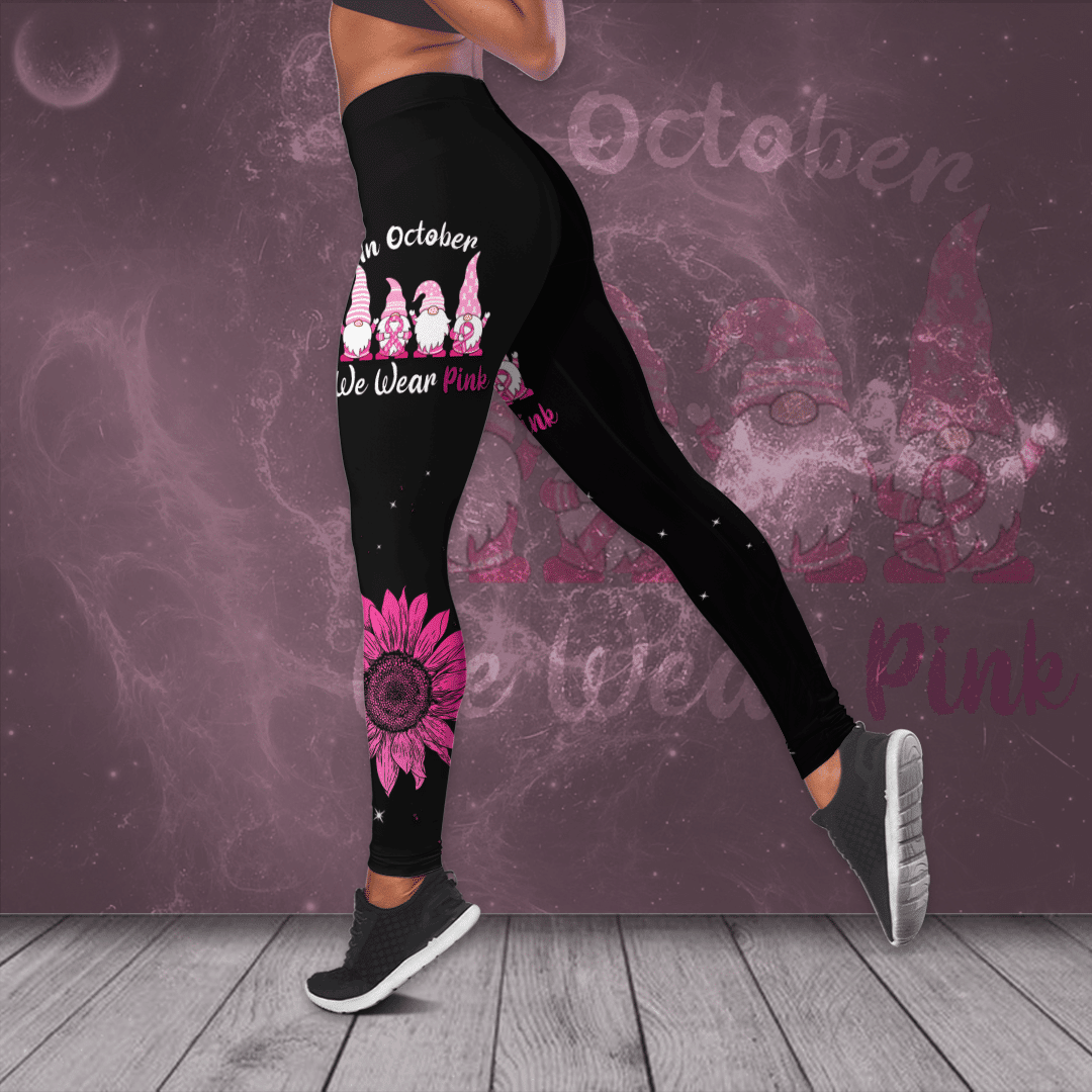Breast Cancer Awareness 'In October We Wear Pink' Hollow Tank Top &amp; Leggings Set
