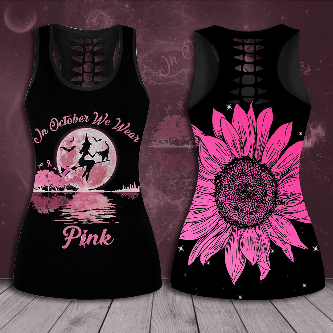 Breast Cancer Awareness 'In October We Wear Pink' Hollow Tank Top &amp; Leggings Set