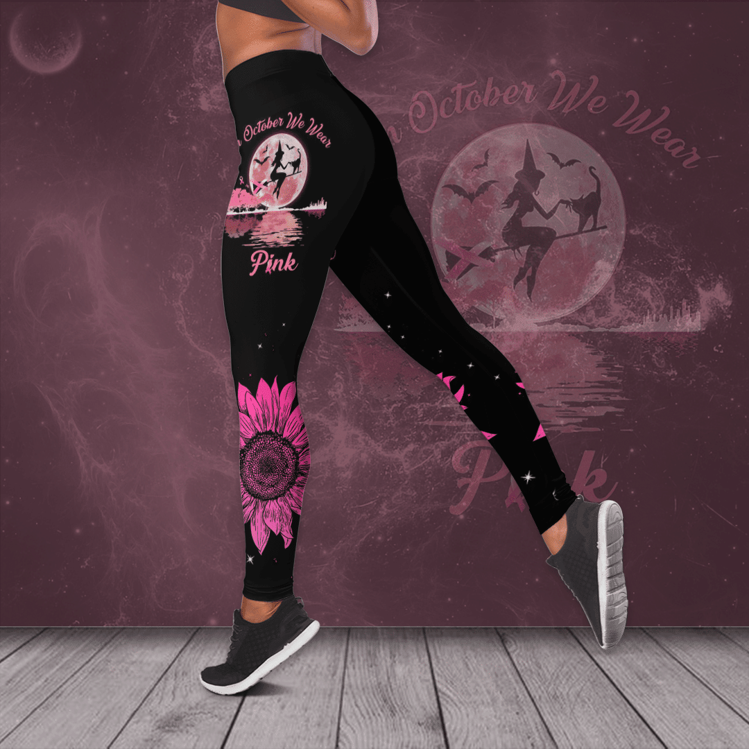 Breast Cancer Awareness 'In October We Wear Pink' Hollow Tank Top &amp; Leggings Set