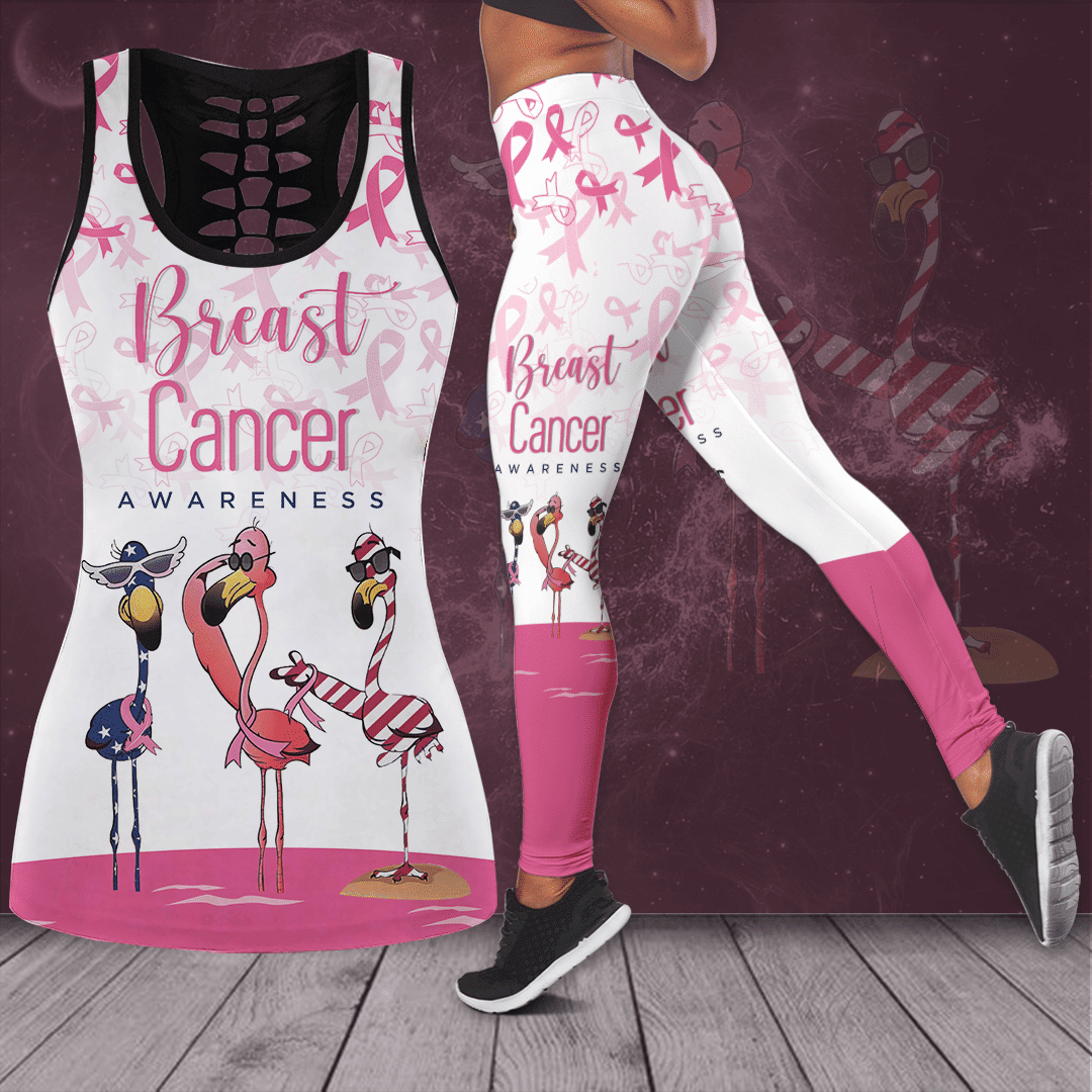 Breast Cancer Awareness Hollow Tank Top &amp; Leggings TH3235