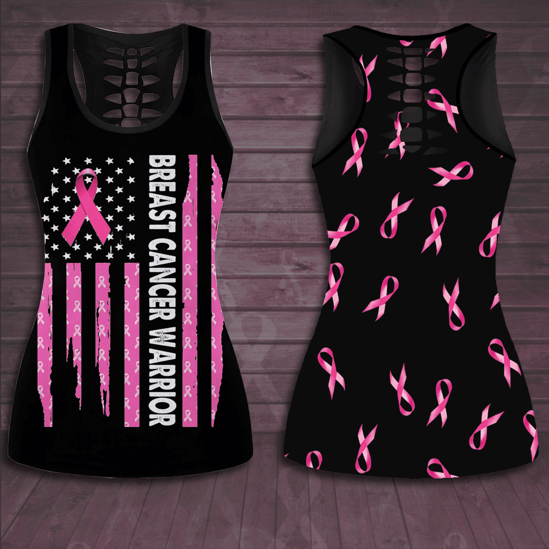 Breast Cancer Warrior Hollow Tank Top &amp; Leggings Set TH1315