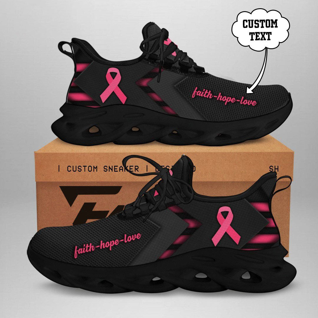 [LIMITED EDITION] Custom Text Breast Cancer Awareness "Faith Hope Love" Sneaker QUY2504