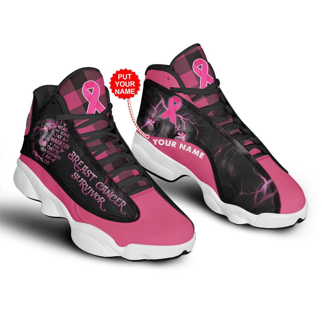 PERSONALIZED BREAST CANCER AWARENESS LION BREAST JD13 SNEAKER QUY4015