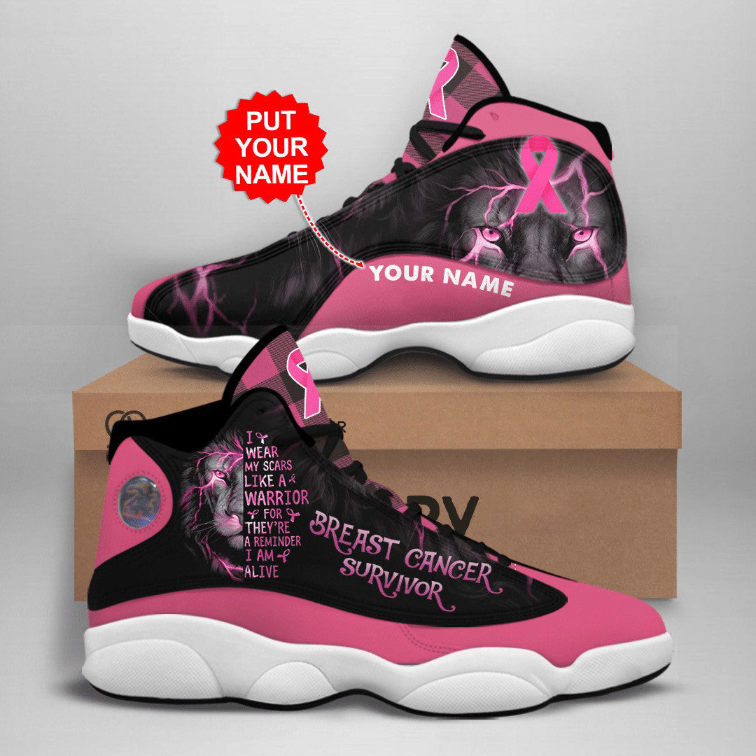 PERSONALIZED BREAST CANCER AWARENESS LION BREAST JD13 SNEAKER QUY4015