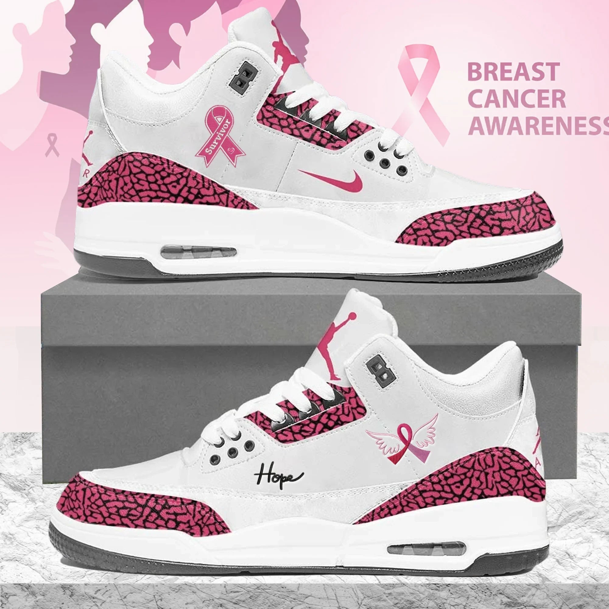 [LIMITED EDITION] Personalized Breast Cancer Awareness Premium Sneakers